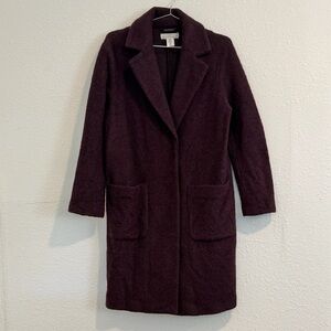 H&M Maroon Wool Blend Coat